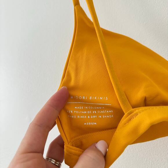 Midori Bikinis Triangle Hook & Eye Closure Bikini Top Yellow M - Picture 4 of 4